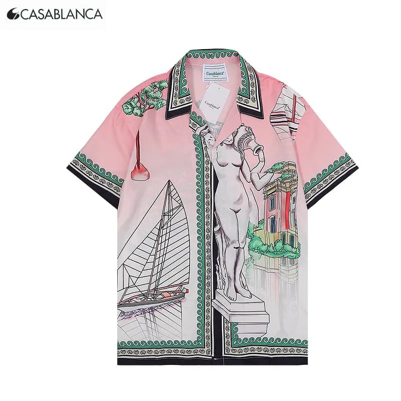Casablanca Mountains Print Shorts Cloud & Wave Motif — Q105