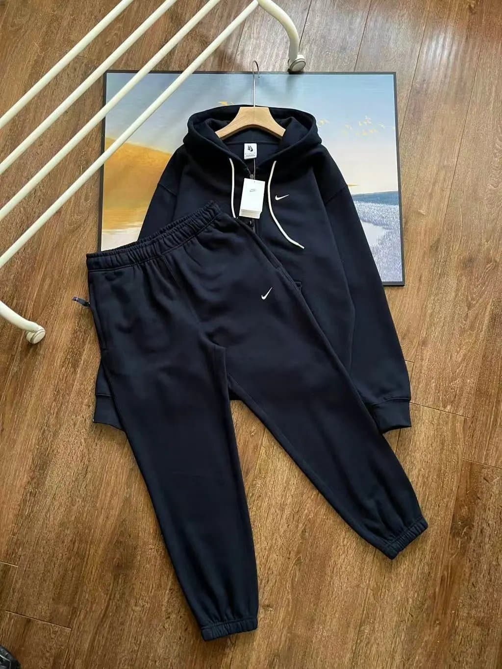 Nike Hoodie and Joggers Set Black Swoosh