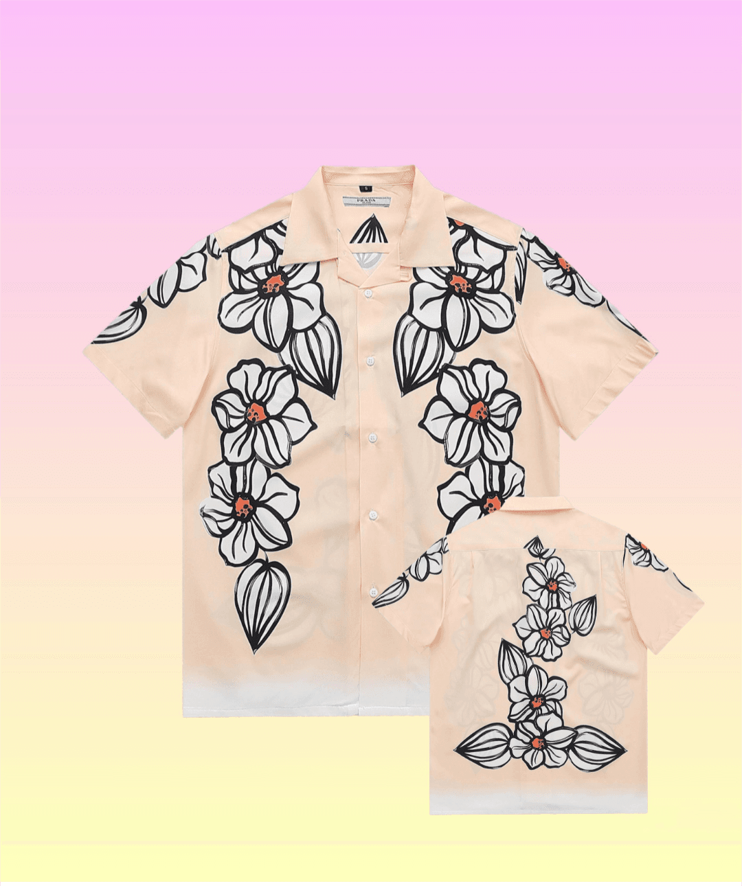 Prada Short-Sleeve Shirt Floral and Geometric Print — 010204066