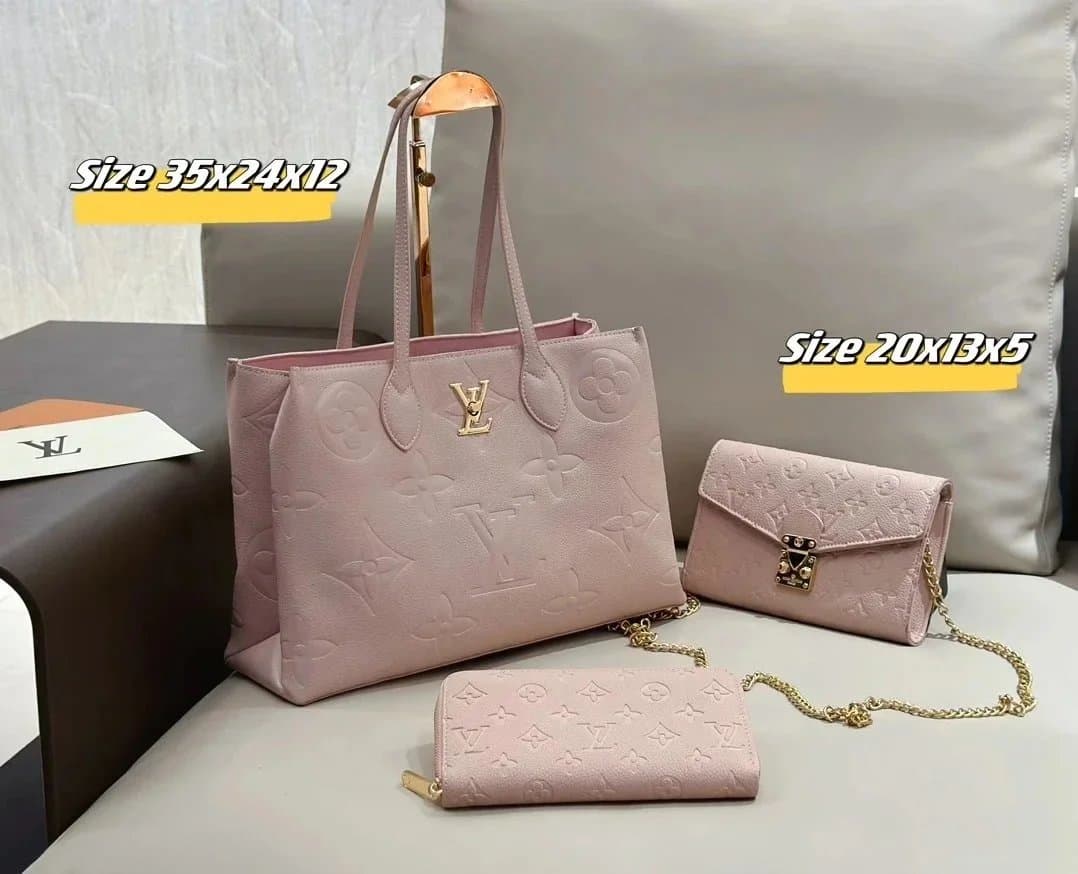 Louis Vuitton Neverfull Tote & Mini Bag Set Monogram Empreinte Pink — 78