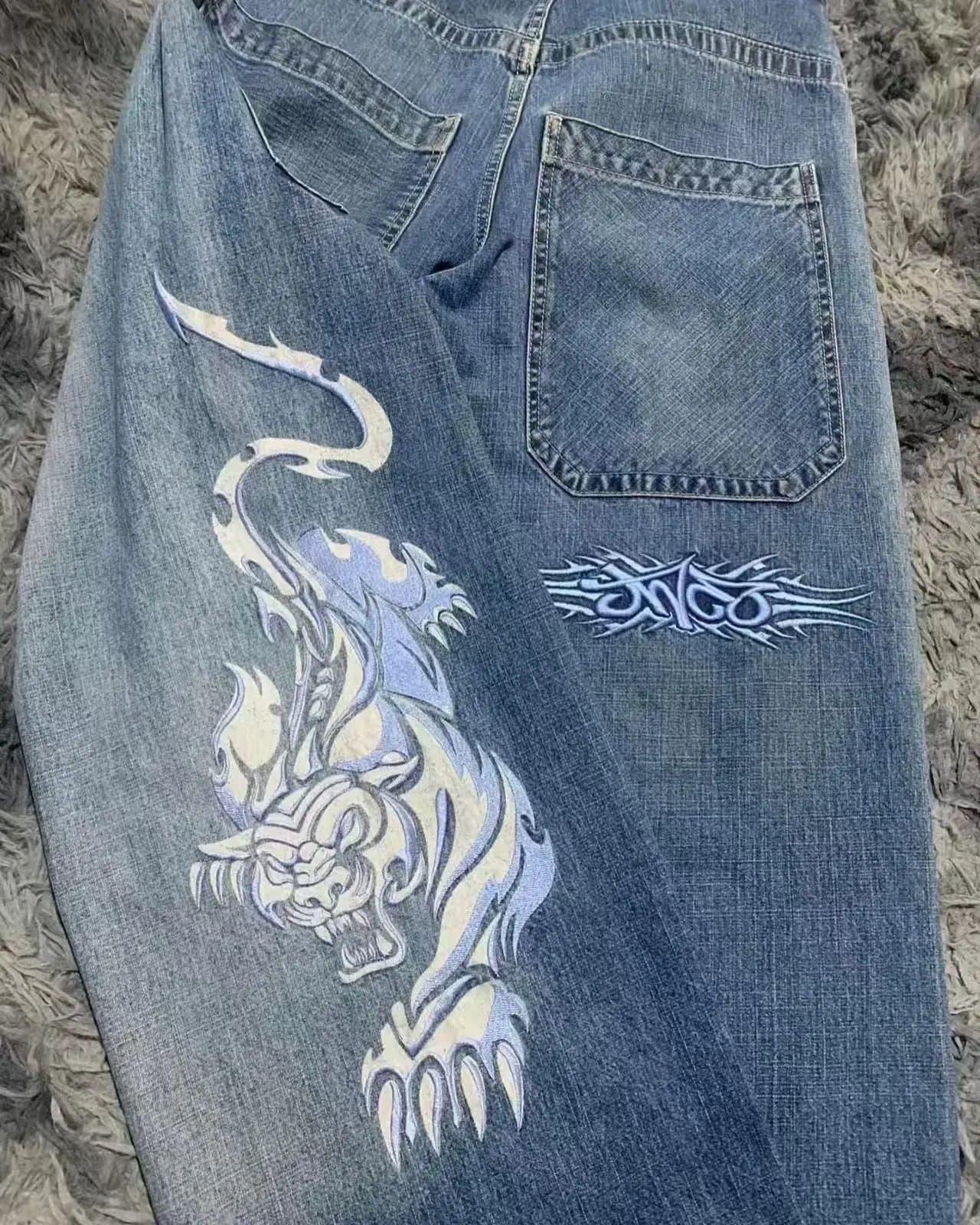Supreme Low Rise Baggy Jeans Embroidered — 26