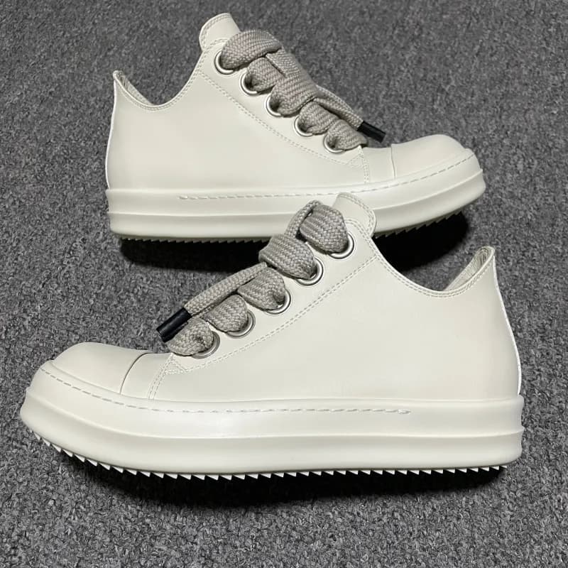 Rick Owens Geobasket Black/White — RO粗鞋带白色