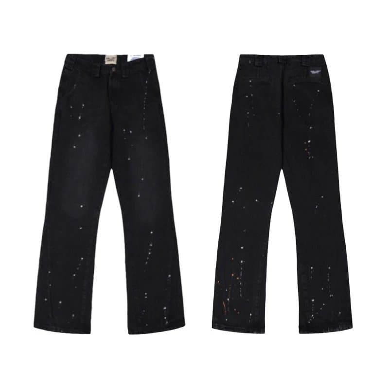 Distressed Flare Jeans Paint-Splatter & Patchwork — 28