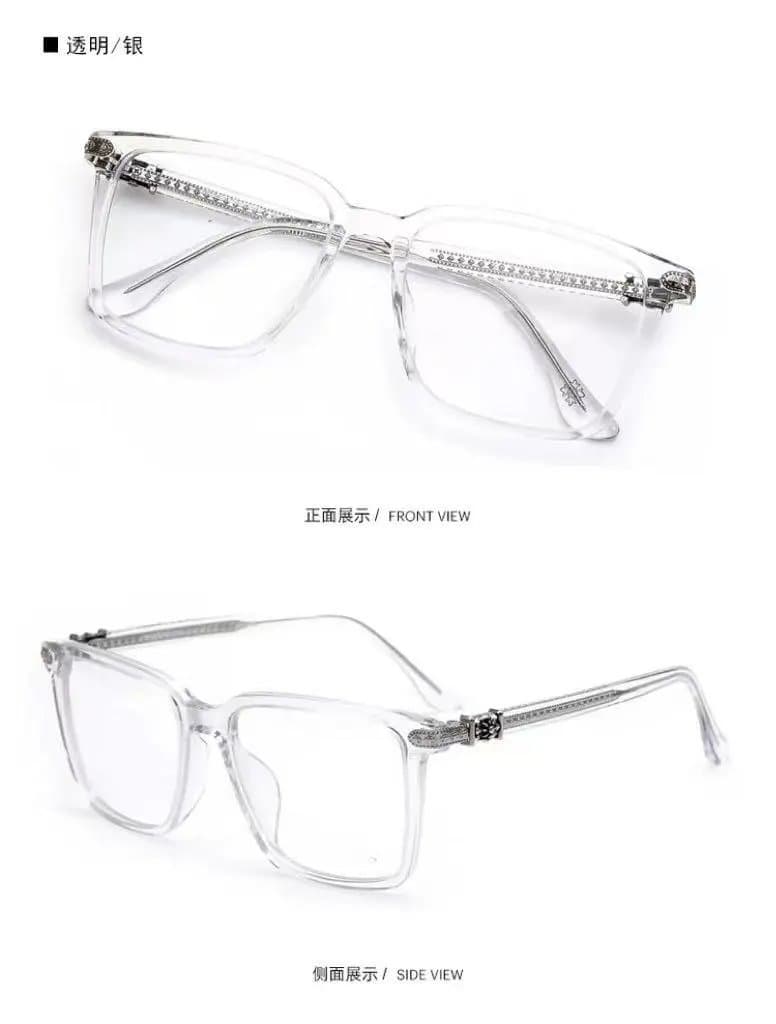 Chrome Hearts Acetate Frame Glasses Clear with Silver Cross Accents