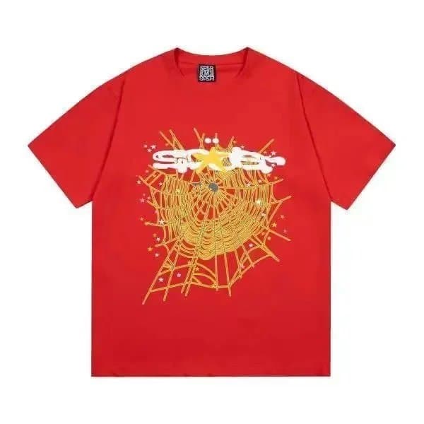 Sp5der Spider Web Graphic Tee Gold Spider Web Print