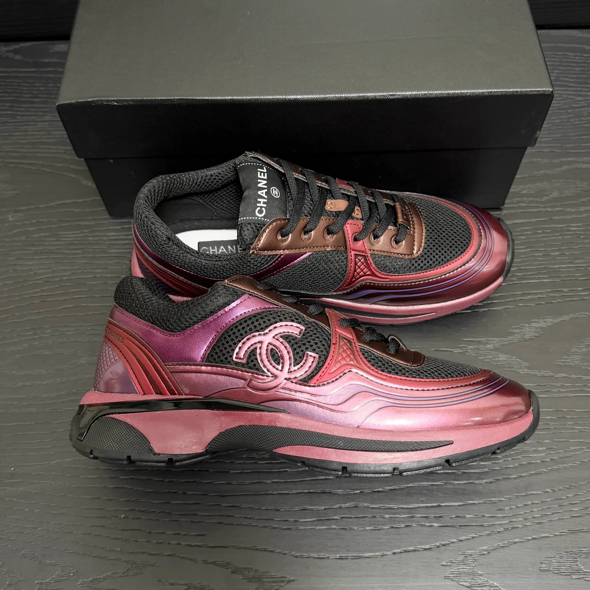 Chanel Sneaker Metallic Pink and Black