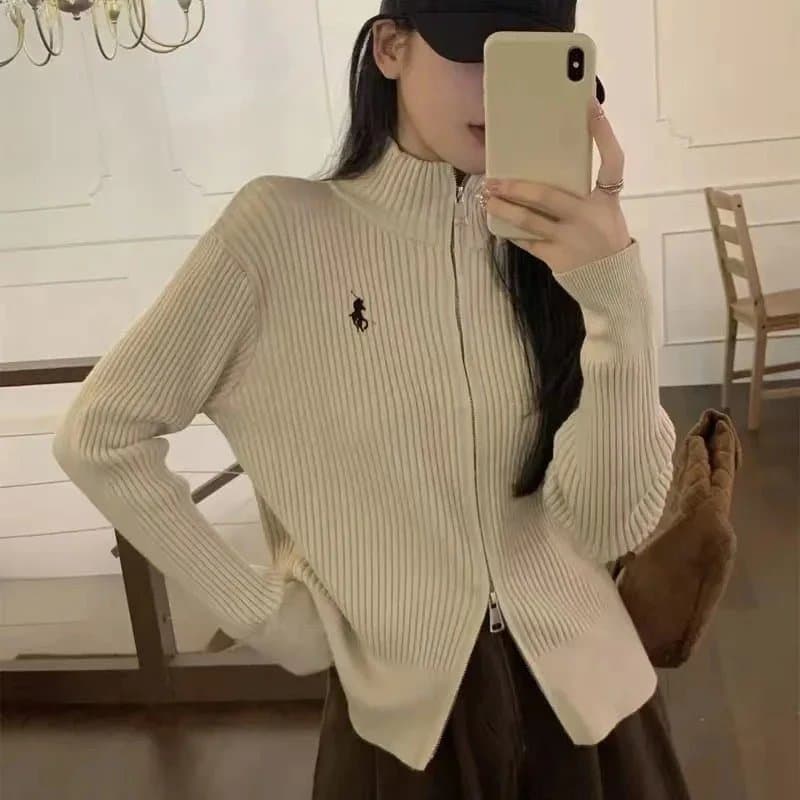 Polo Ralph Lauren Classic Fit Full-Zip Jacket Polo Pony Logo — 29女-卡其