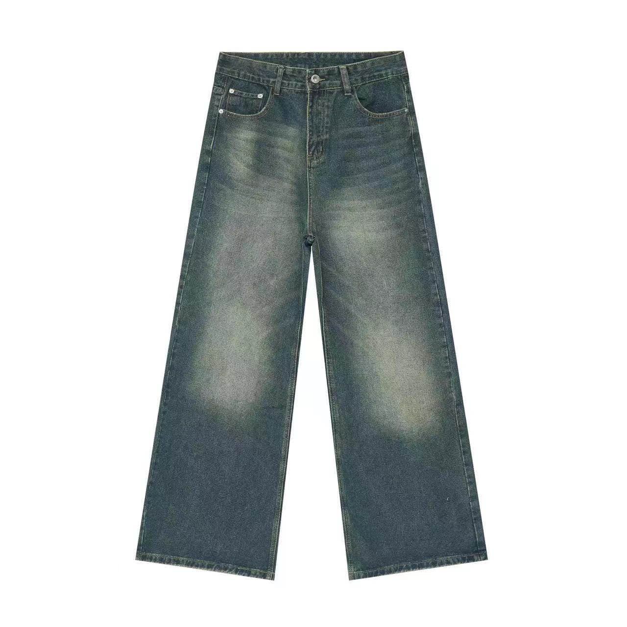 Fear of God Essentials Wide-Leg Jeans Distressed Wash — Make old blue