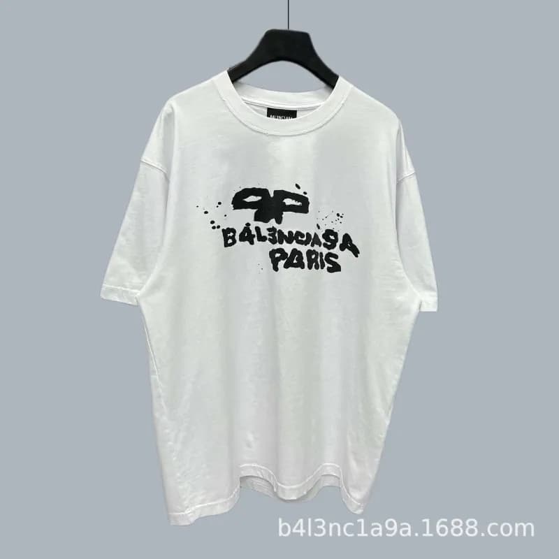 Balenciaga Logo Print T-Shirt Multi-Logo — 款式13(白色)