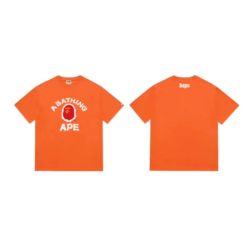 BAPE Graphic Tee Ape Head Repeat Print — 197 orange