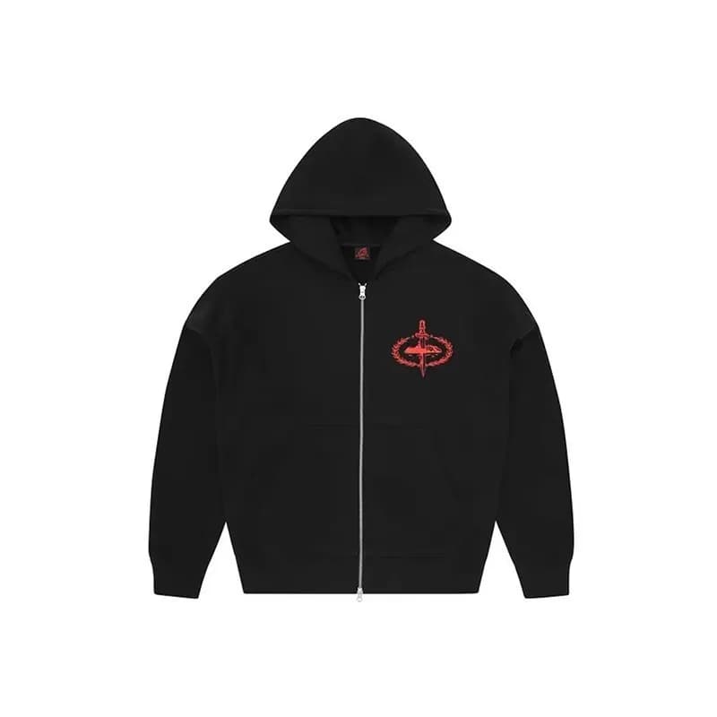 Corteiz Hoodie and Joggers Set Slaughter Logo — 黑红卫衣