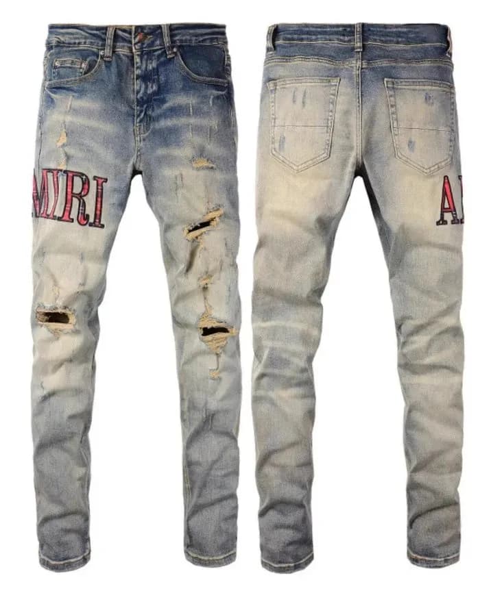 Amiri Distressed Logo Jeans MIRI Print