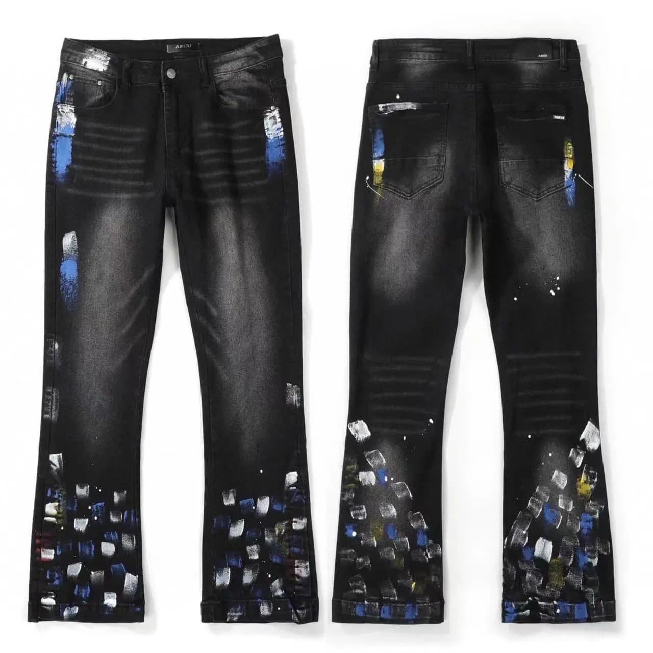 Amiri Distressed Denim Jeans Logo Patch — M85