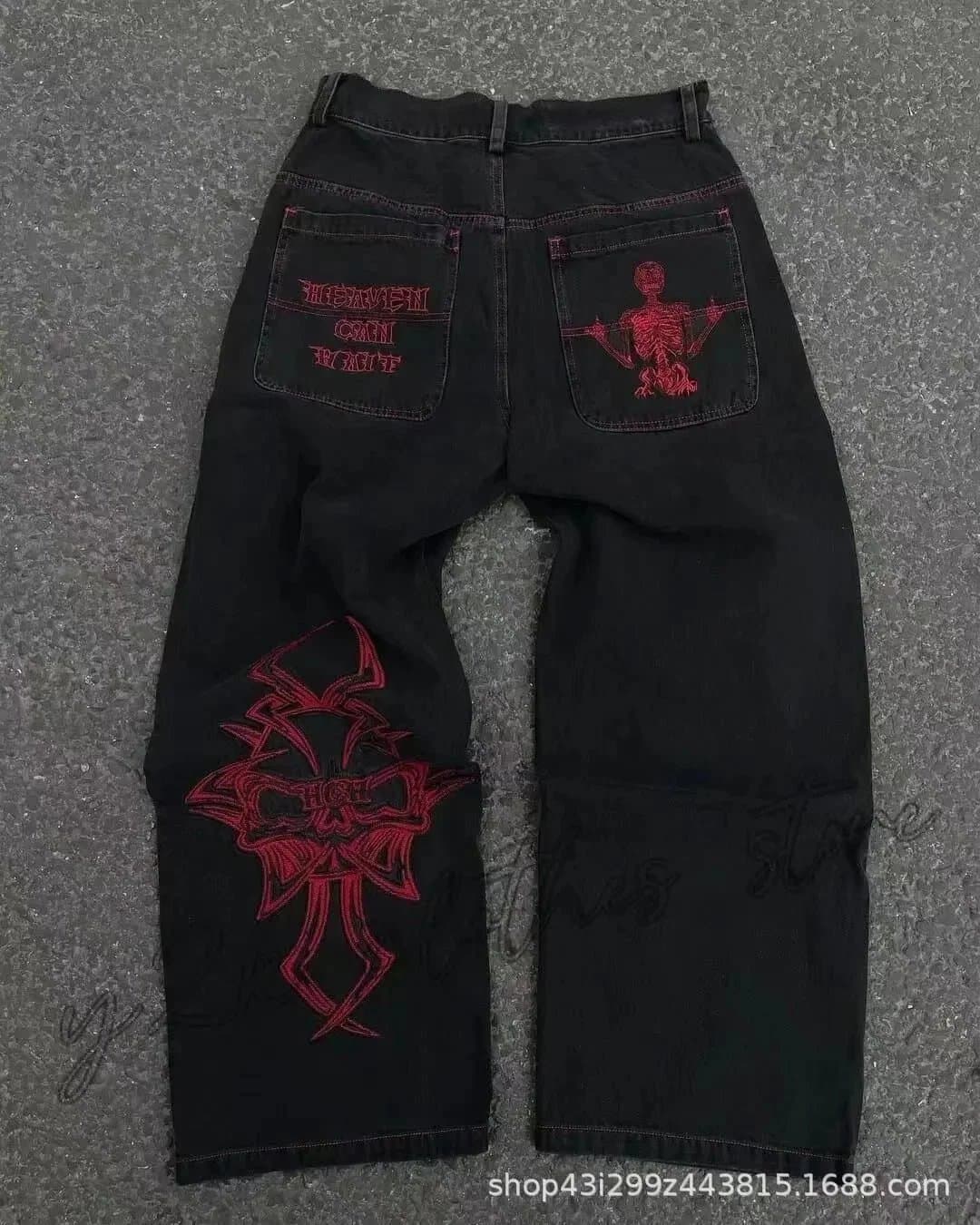 BAPE Denim Skirt Ape Head Embroidery — N42黑色红图