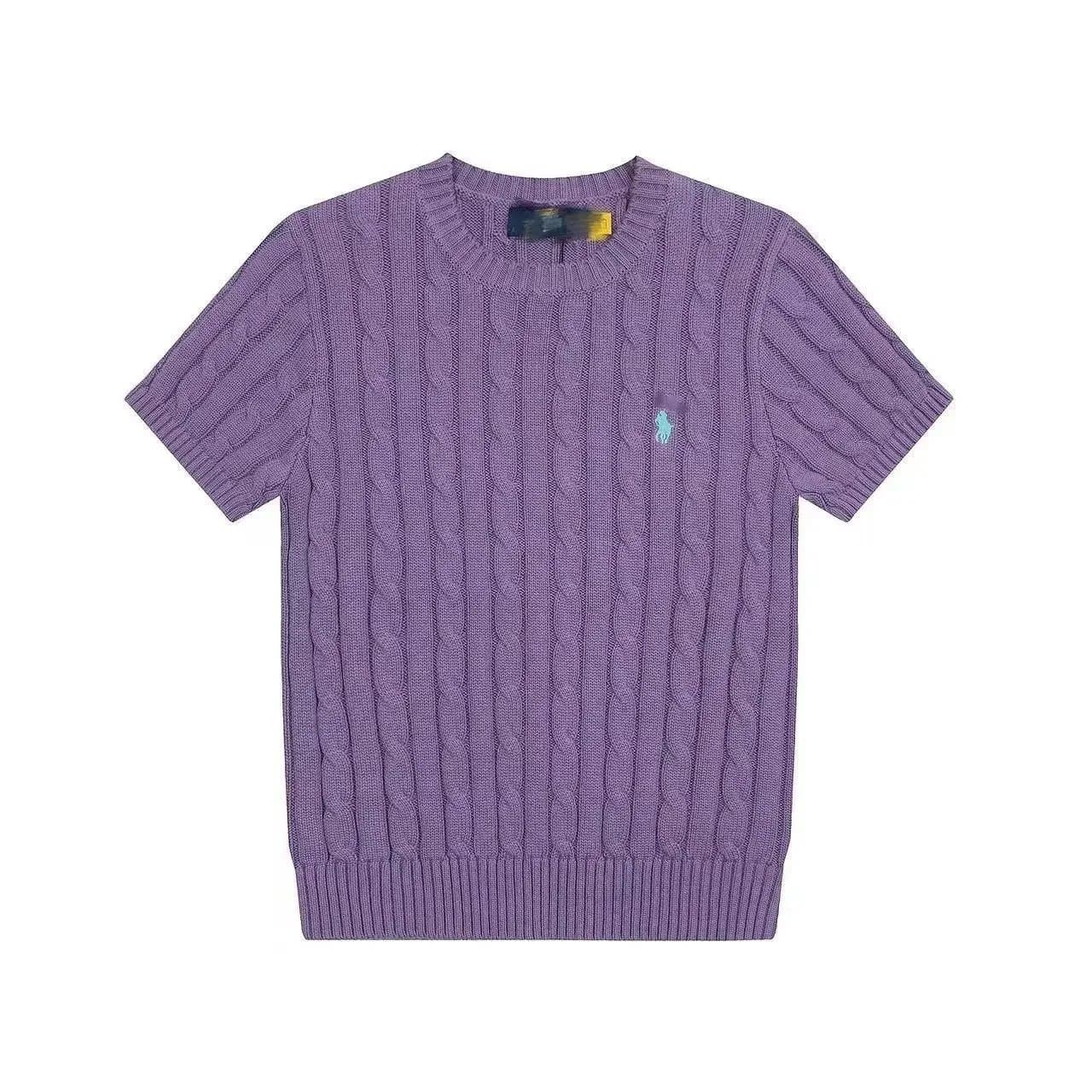 Polo Ralph Lauren Cable Knit Short-Sleeve Top Pink Cable Knit — 1