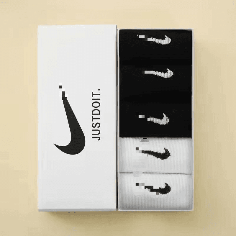 Nike Socks 5-Pack — 5双装【黑+黑+黑+白+白】