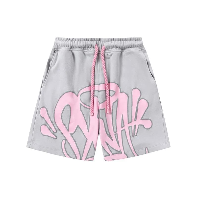 Corteiz Graffiti Tee & Shorts Set Grey with Black Graffiti Print — 浅灰色短裤
