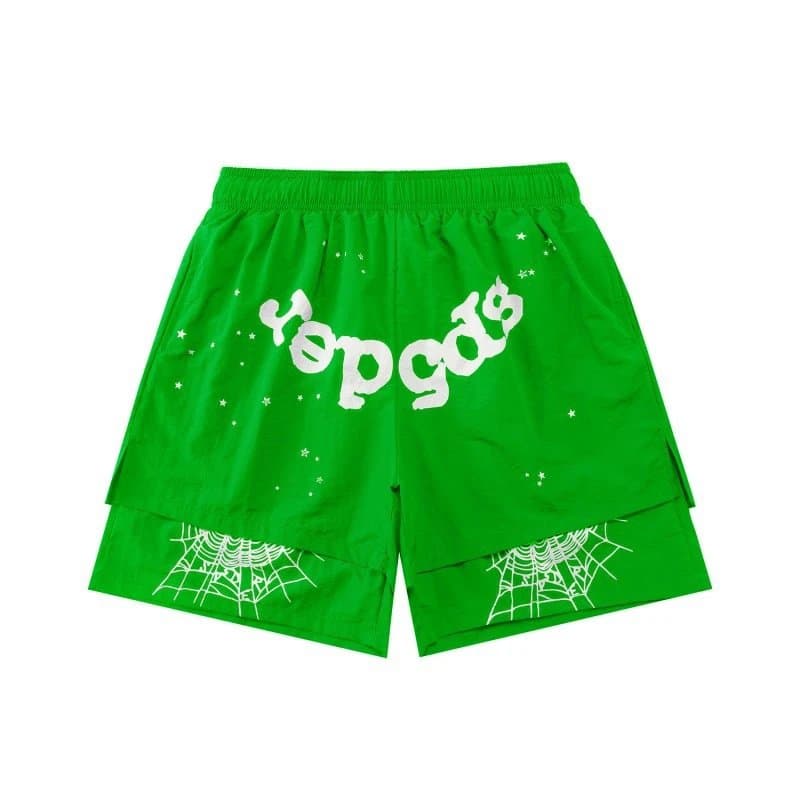 Sp5der Layered Shorts Spider Web Print