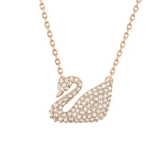 Tiffany & Co. HardWear Double Ring Pendant Pavé Diamond — Sticky stone rose gold swan necklace