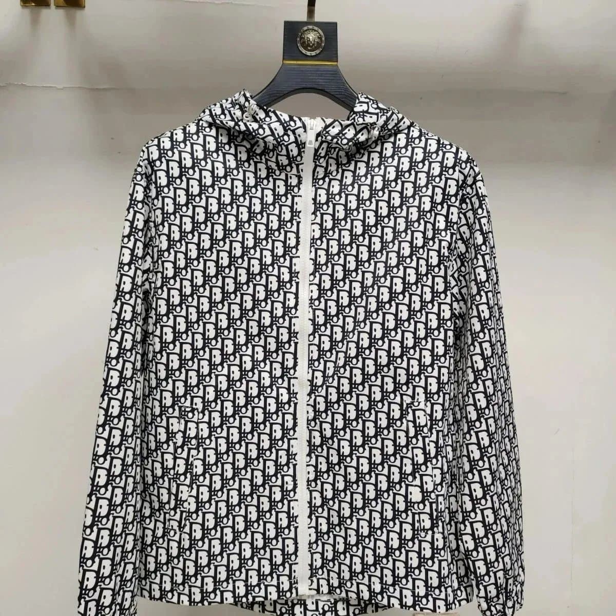 Dior Zip-Up Hoodie Oblique Logo Print — Dior5