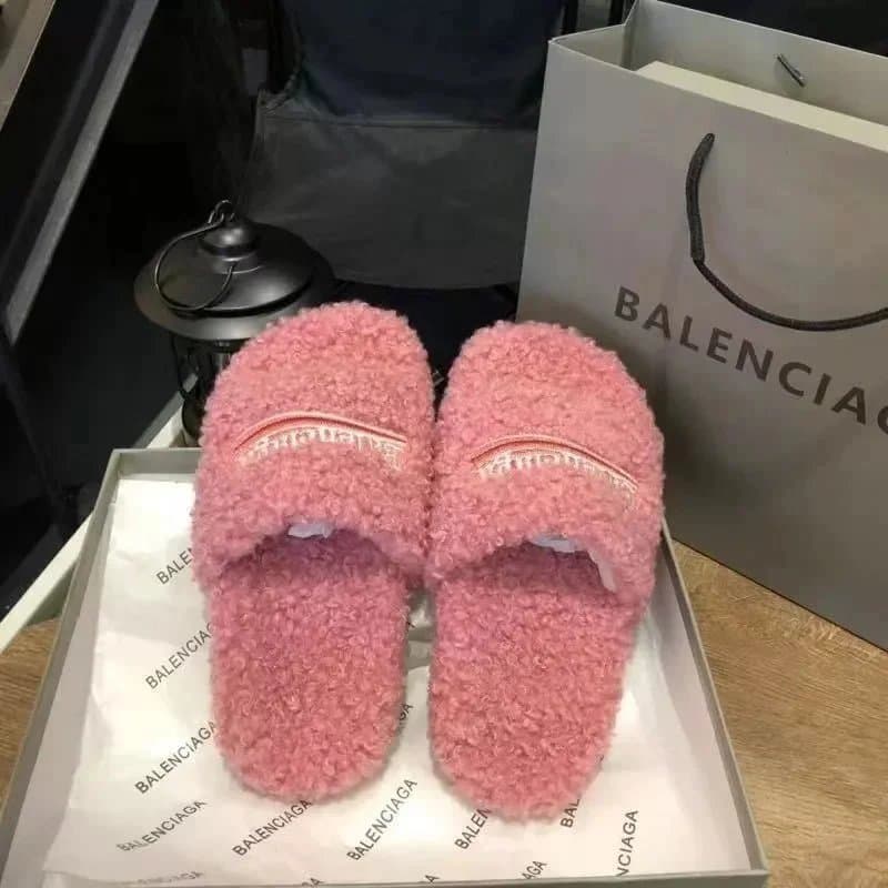 Balenciaga Logo Slide Black with White Logo — 粉色