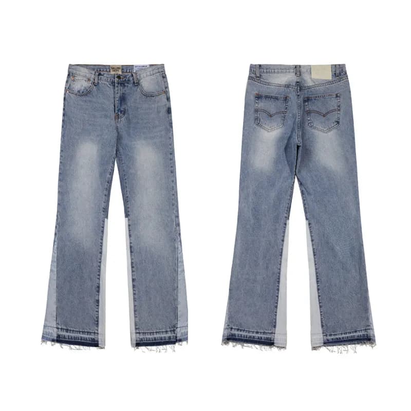 Gallery Dept. Paint-Splatter Cargo Jeans Distressed Patchwork — 937蓝蓝色拼接【42号】