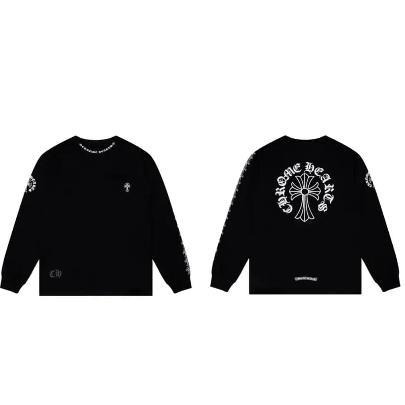 Chrome Hearts Long Sleeve Tee Cross & Dagger Print — 9010黑