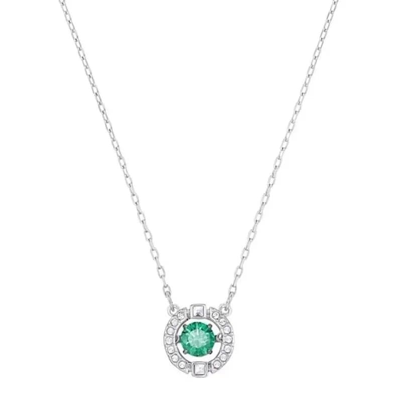 Swarovski Pendant Necklace Emerald Crystal with Clear Crystals