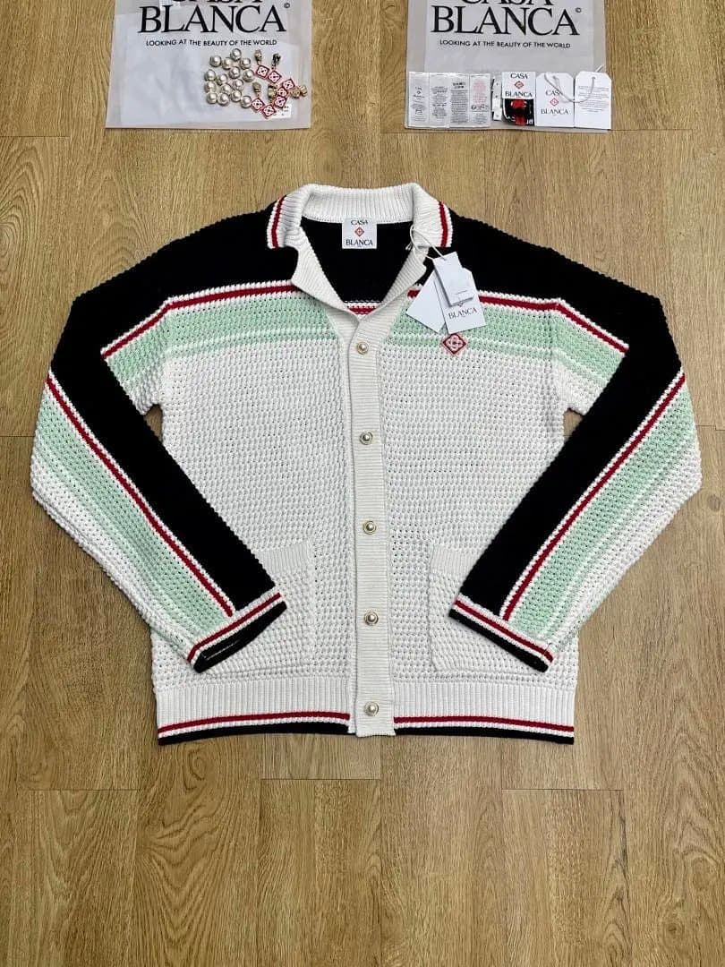 Casablanca Knit Cardigan Stripe Panel