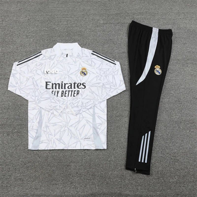 Adidas Training Tracksuit Emirates Fly Better — 2425皇马白灰色【迷彩款】