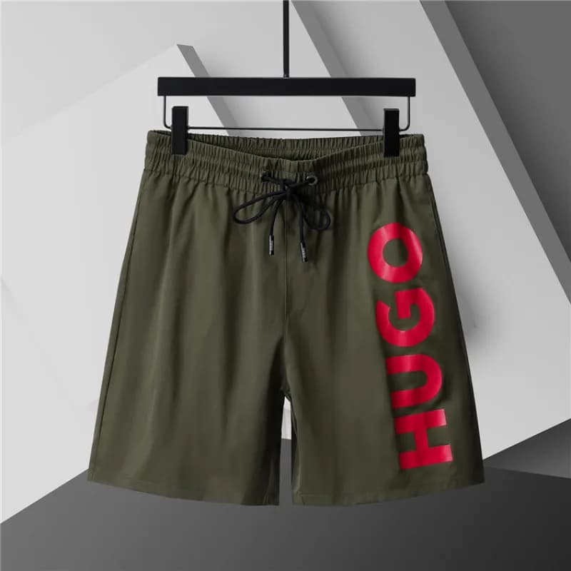 Hugo Boss Logo Shorts Navy with White Stripe — 3780墨绿