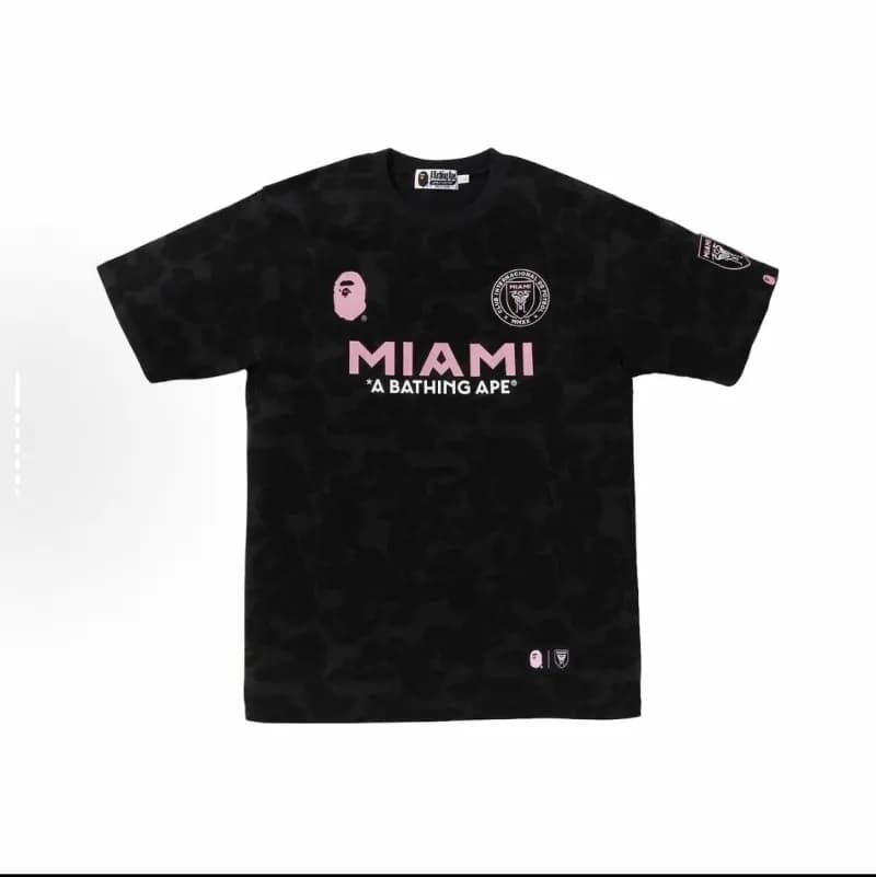 BAPE × MLB Miami FC Tee Black Camo Pink Logo