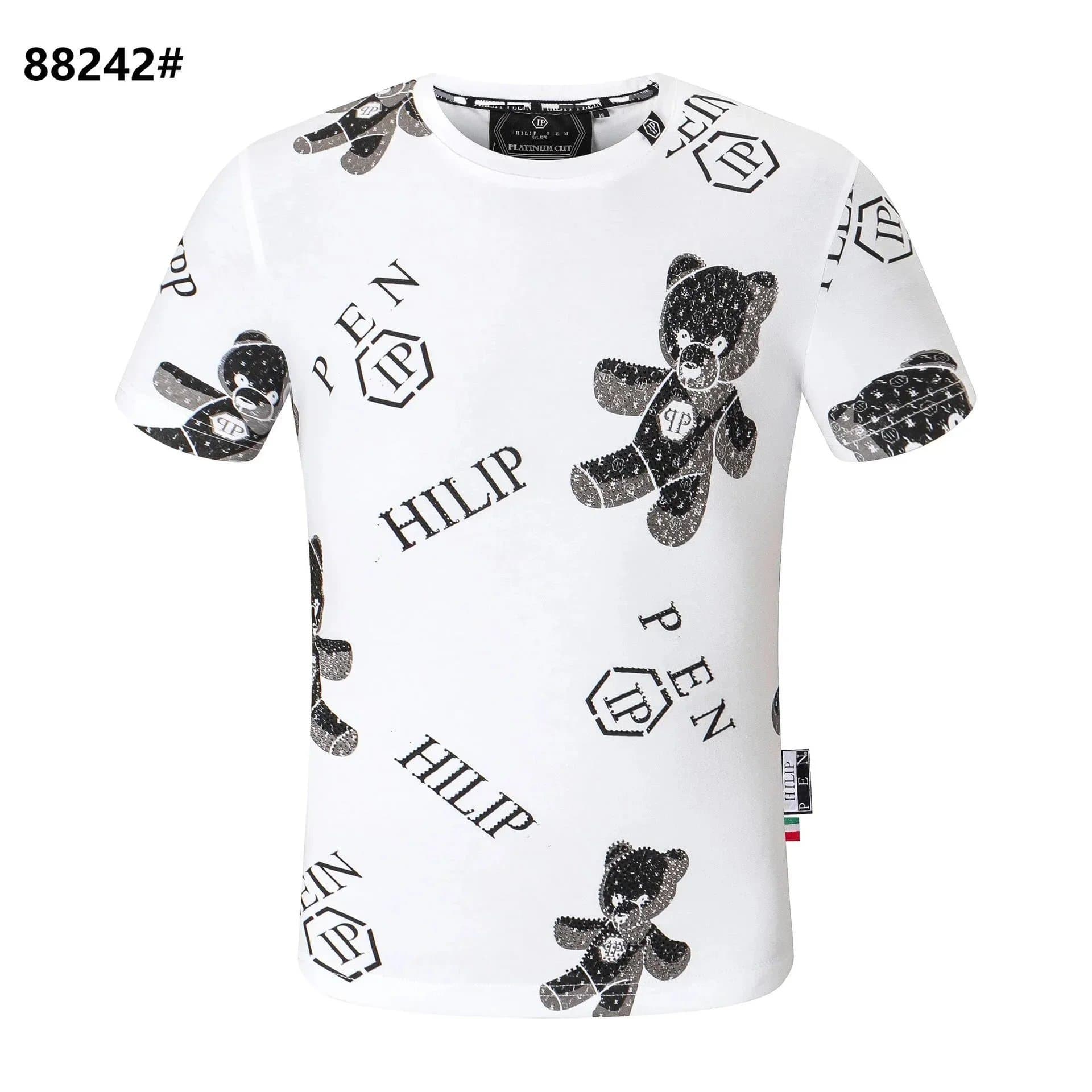 Philipp Plein Skull Graphic Tee Crystal-Embellished Skull — 13白色005