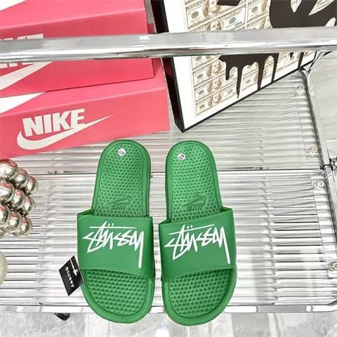 Stüssy × Nike Slide Sandal Green Logo