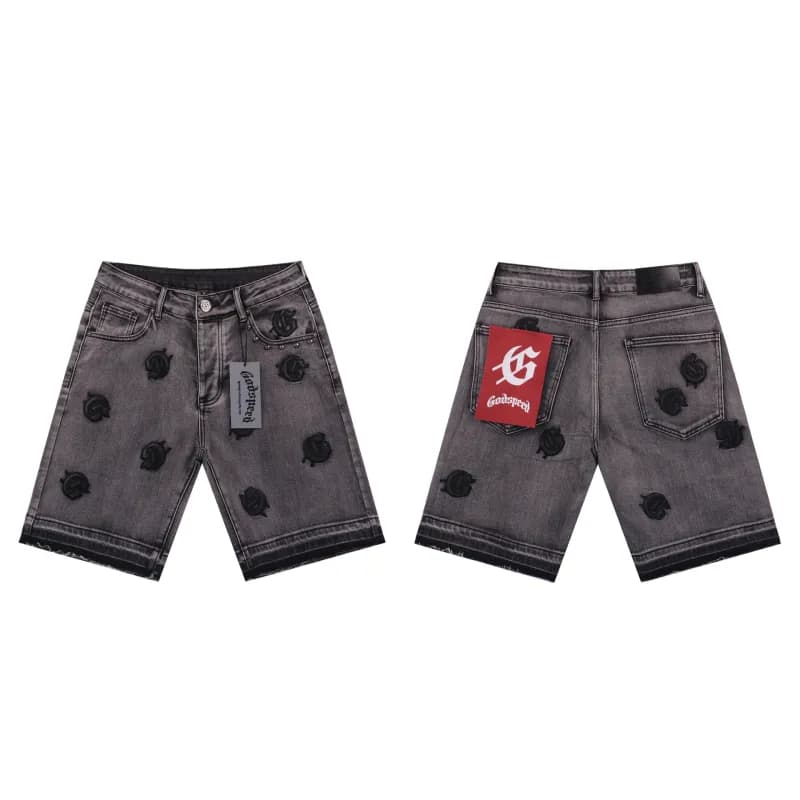 Godspeed Embroidered Jeans All-Over Logo — OAS8660烟灰