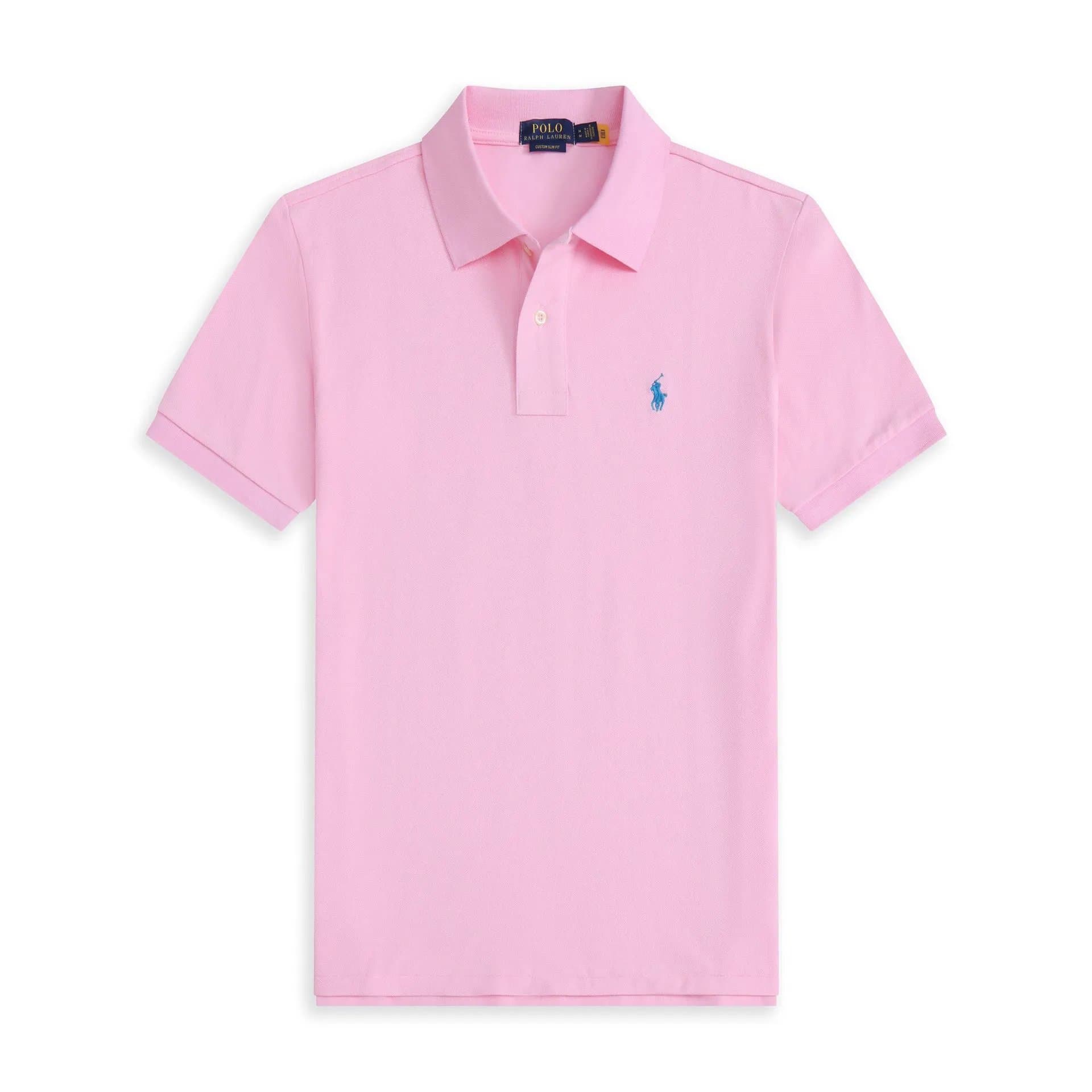 Polo Ralph Lauren Polo Shirt Custom Slim Fit — 粉色湖蓝标