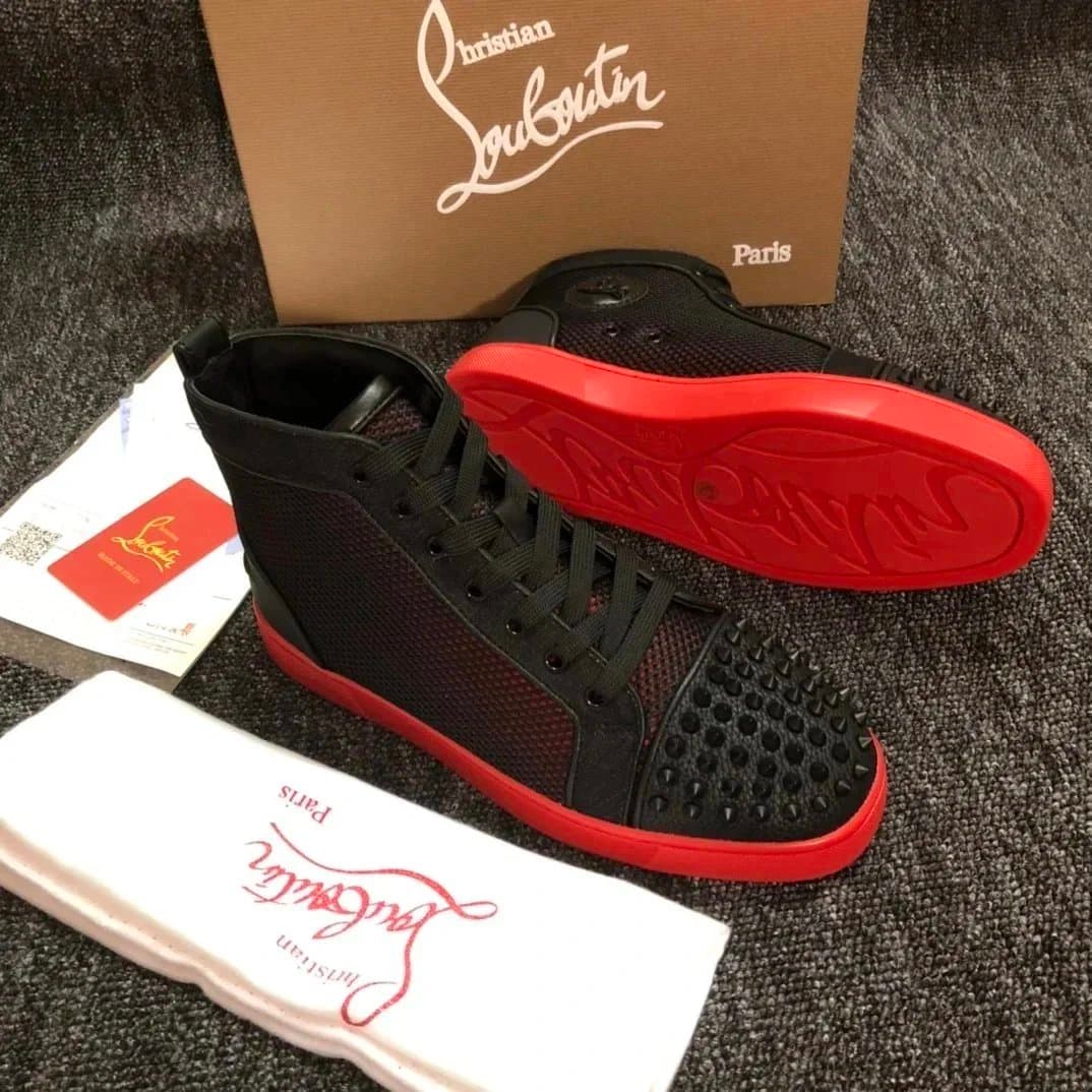 Christian Louboutin Louis Spikes Monochrome Red — 33
