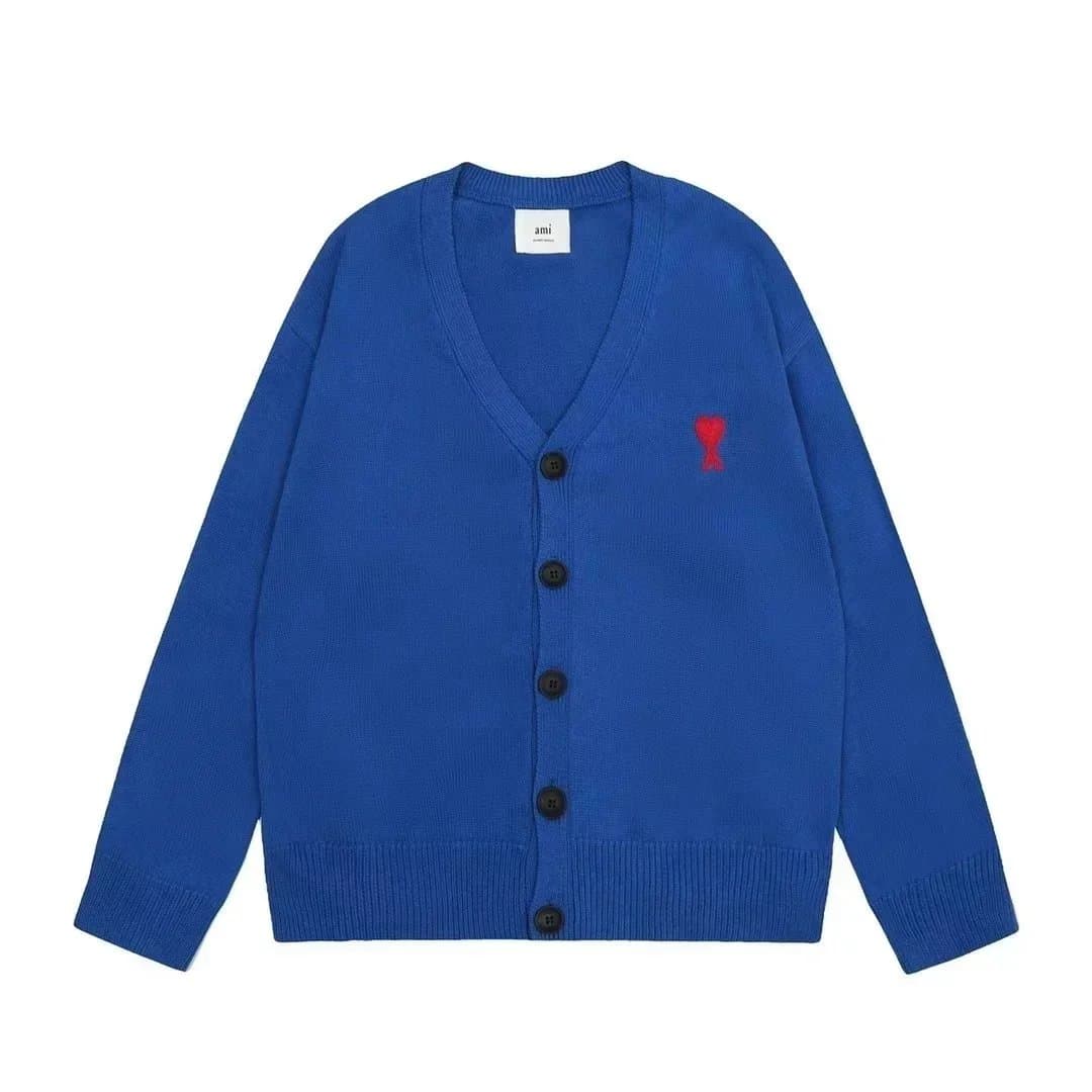 AMI Paris Cardigan Red Heart Embroidery