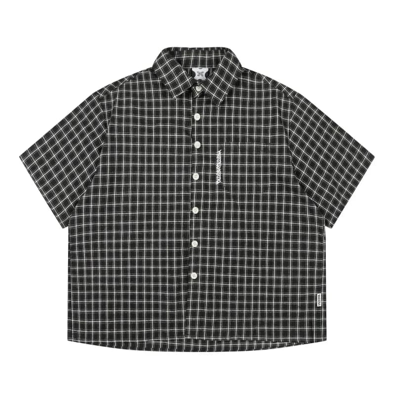 Stüssy Short-Sleeve Button-Up Shirt Black Grid Check