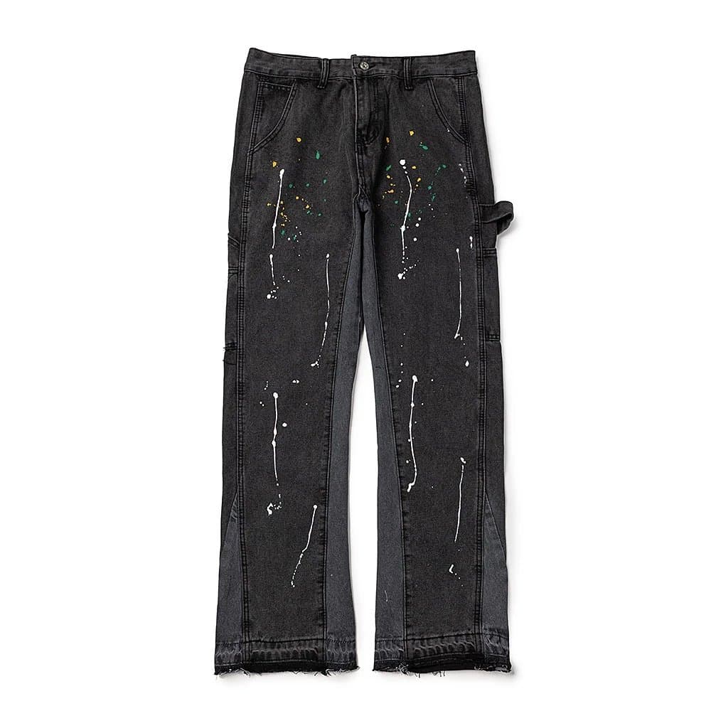 Distressed Flare Jeans Paint-Splatter & Patchwork — 23