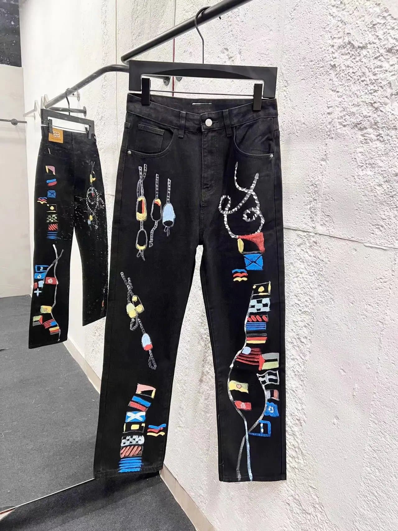 Balenciaga Logo-Print Jeans Multi-Brand Patchwork — 963黑色