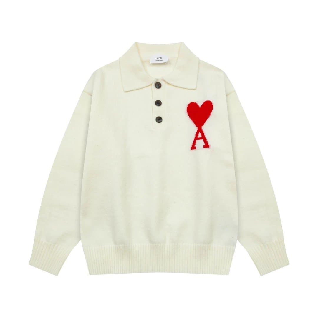 AMI Paris Crewneck Sweater Embroidered Heart — Ami-33-04