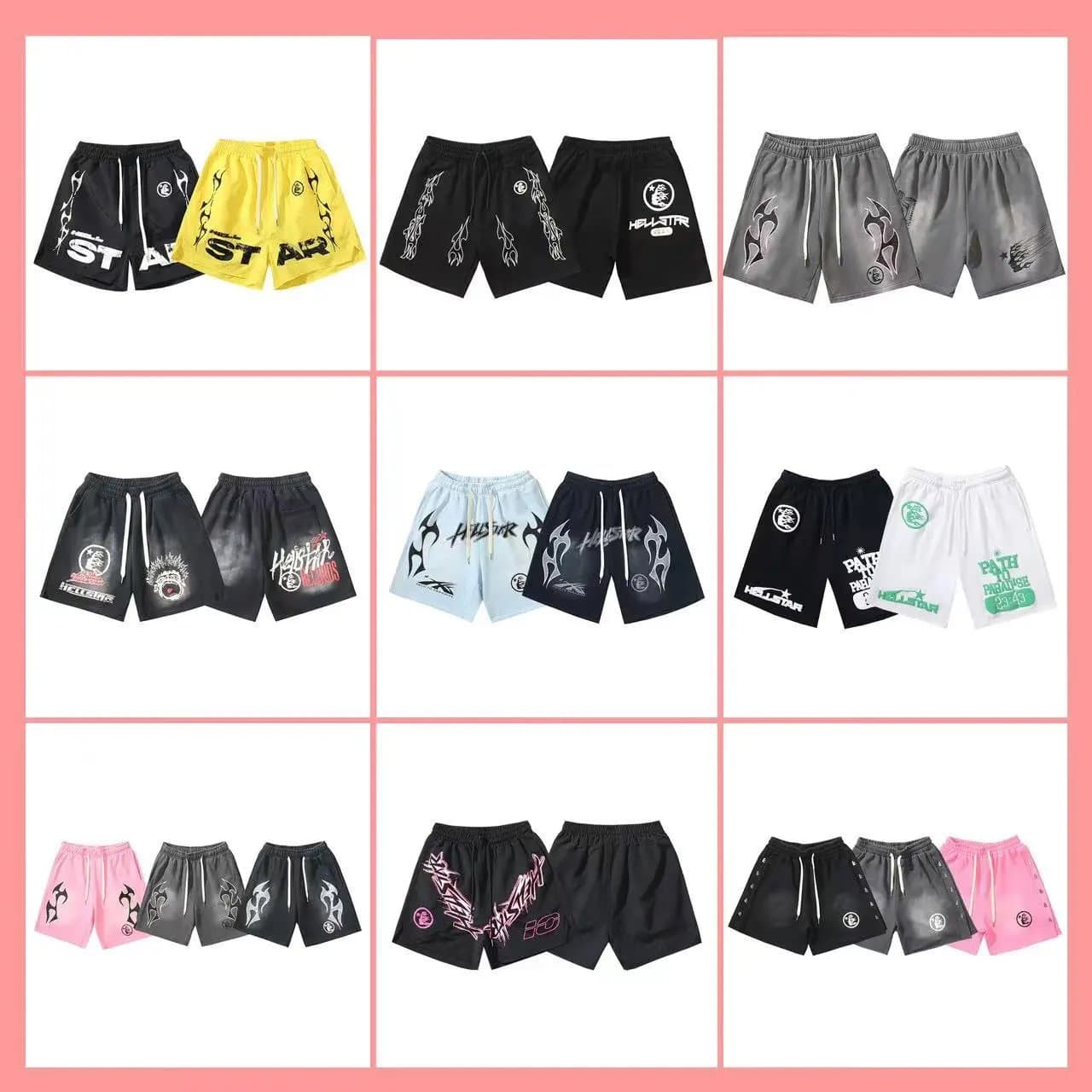 Hellstar Graphic Shorts Flame Logo Print — 777 红色