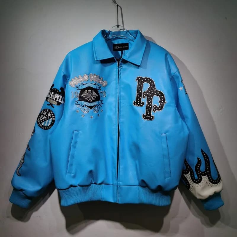 Balenciaga × Travis Scott American Bruiser Jacket Embroidered Eagle — RC1128蓝色