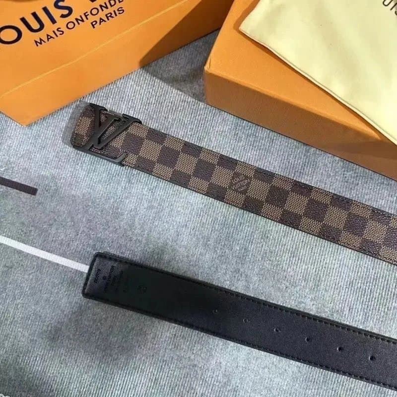 Louis Vuitton LV Belt Monogram Embossed — 咖格黑扣【全套礼盒+打孔器】