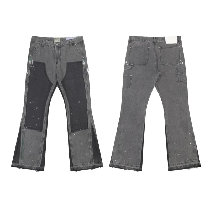 Gallery Dept. Distressed Straight Jeans Heavy Ripped — 653水洗灰色