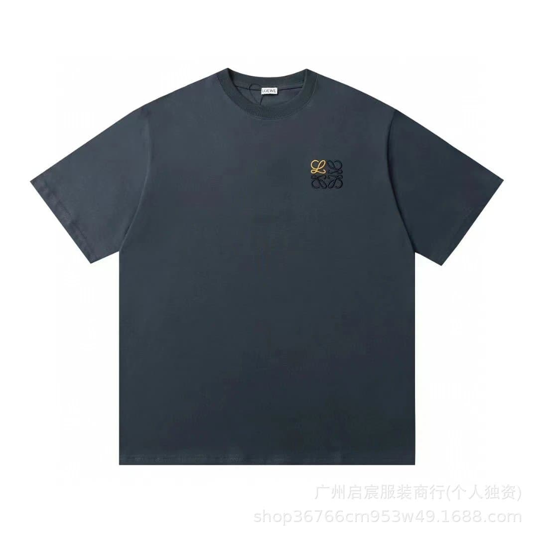 Loewe Logo Patch T-Shirt Blue Anagram Patch — A017绣花海军蓝