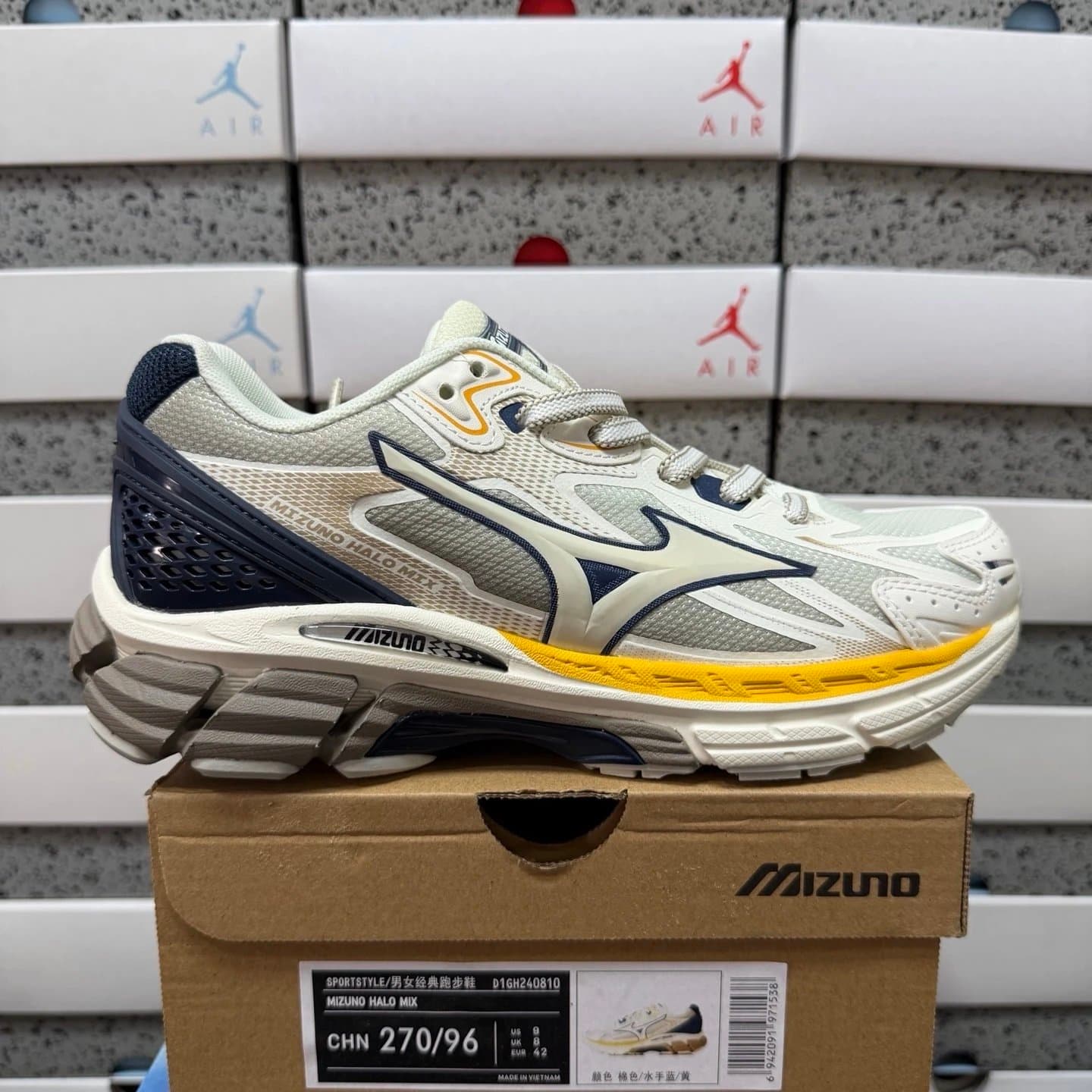 Asics Wave Prophecy LS Black Grey Volt — KO版 · 棉色/水手蓝/黄 D1GH240810
