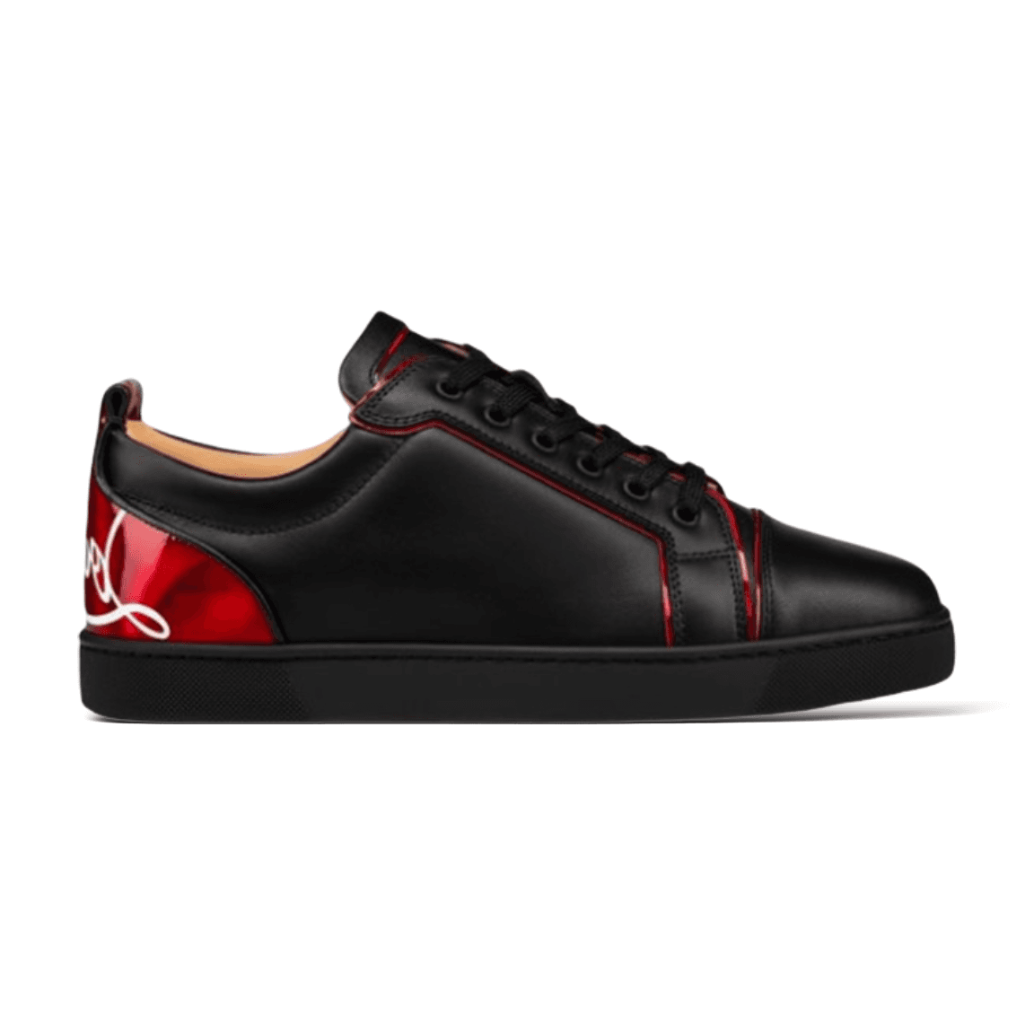 Christian Louboutin Louis Junior Black Patent Red Accent