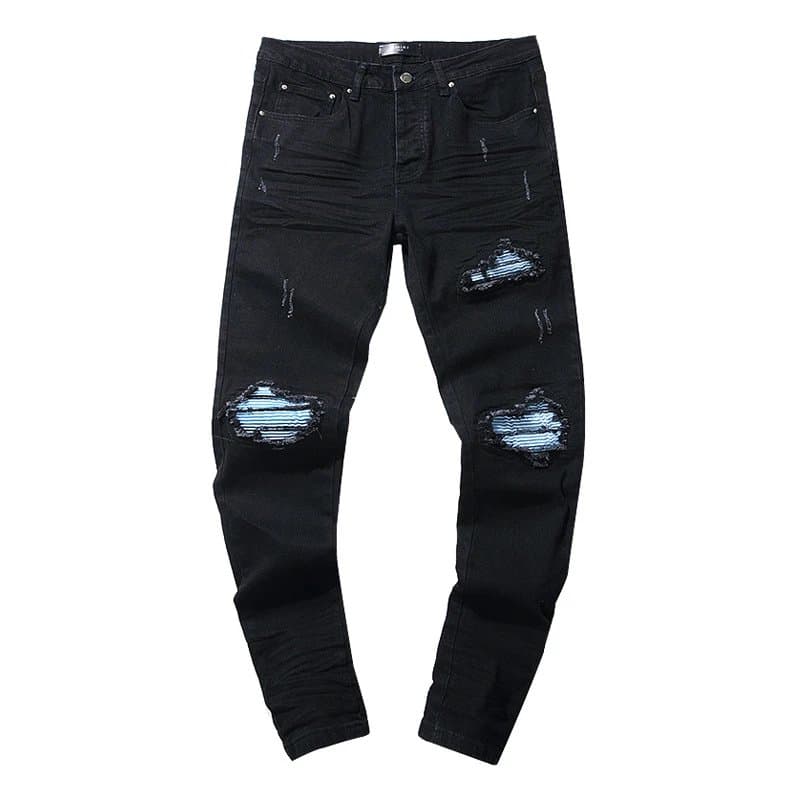 Amiri Distressed Jeans Embroidered Logo — AM302